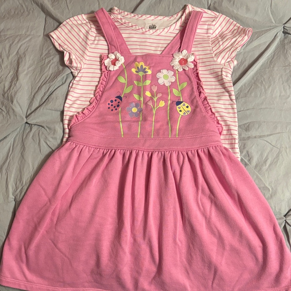Kids Headquarters Pink Striped Floral Dress
